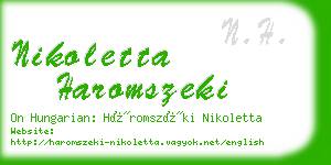 nikoletta haromszeki business card